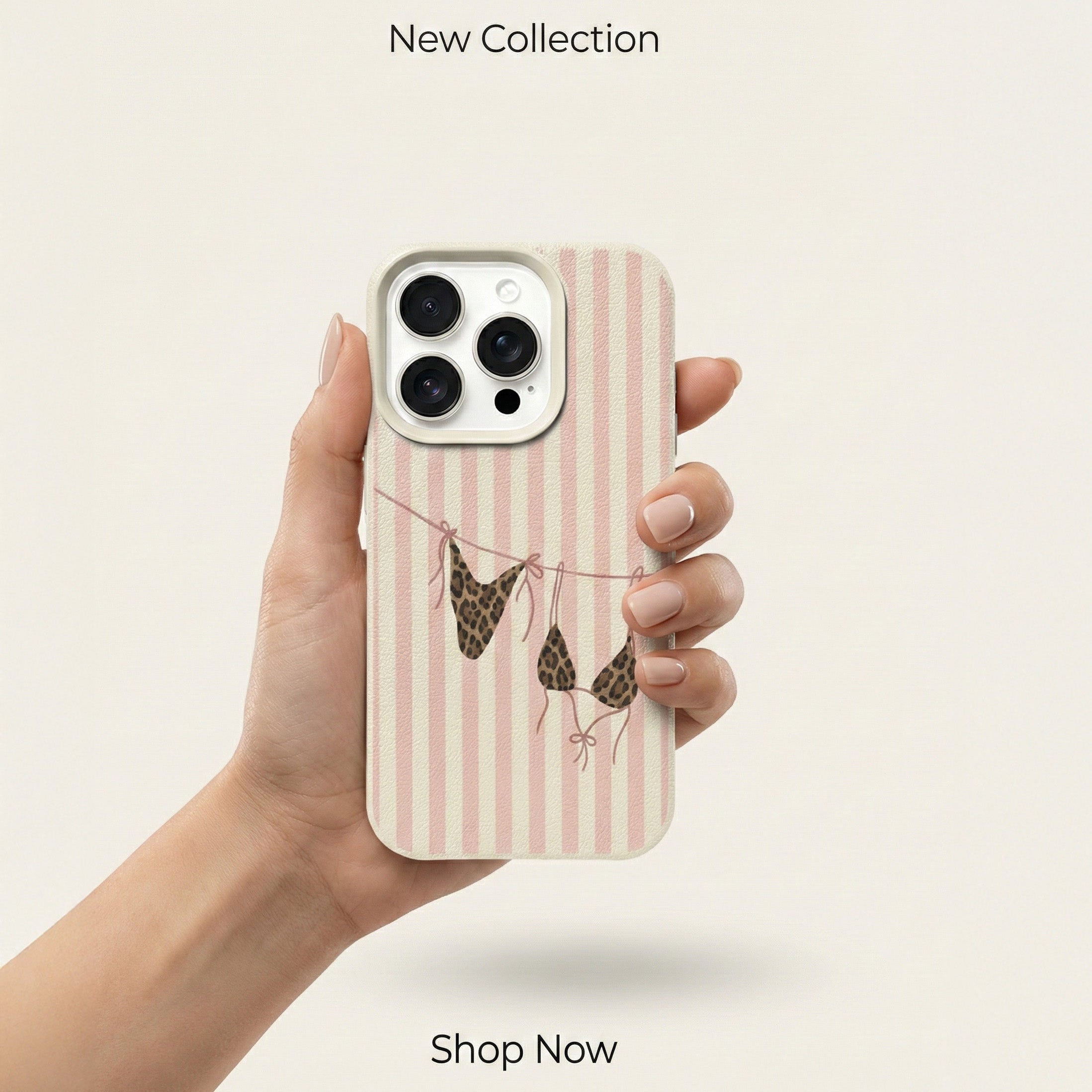 Fresh Pink Striped Leopard Print Bikini Pattern Phone Case