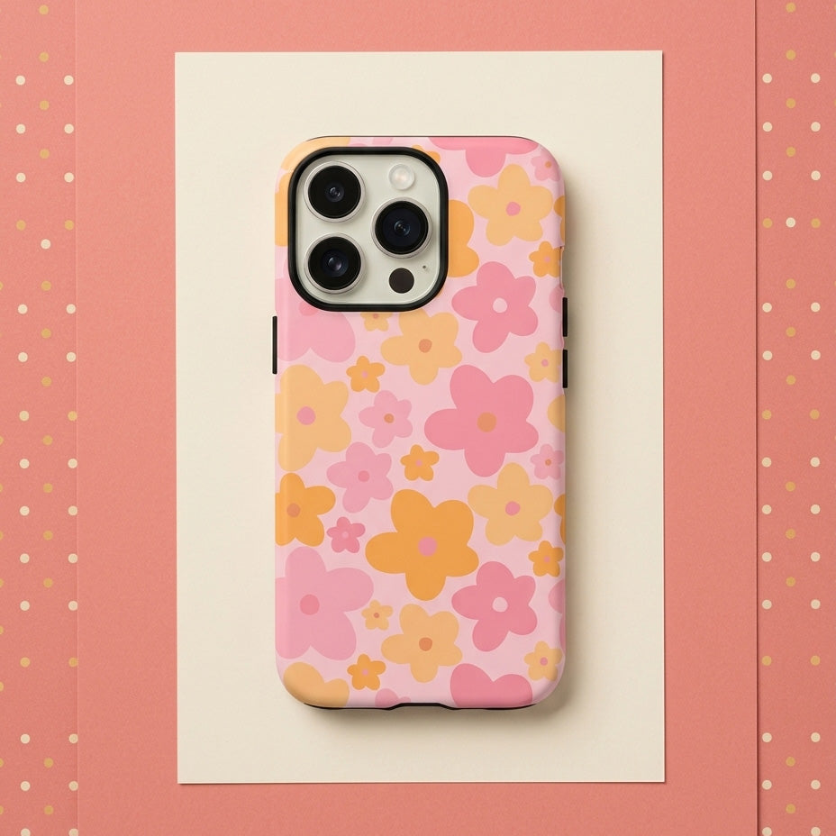 Pink & Orange Bloom iPhone Case -Tough MagSafe