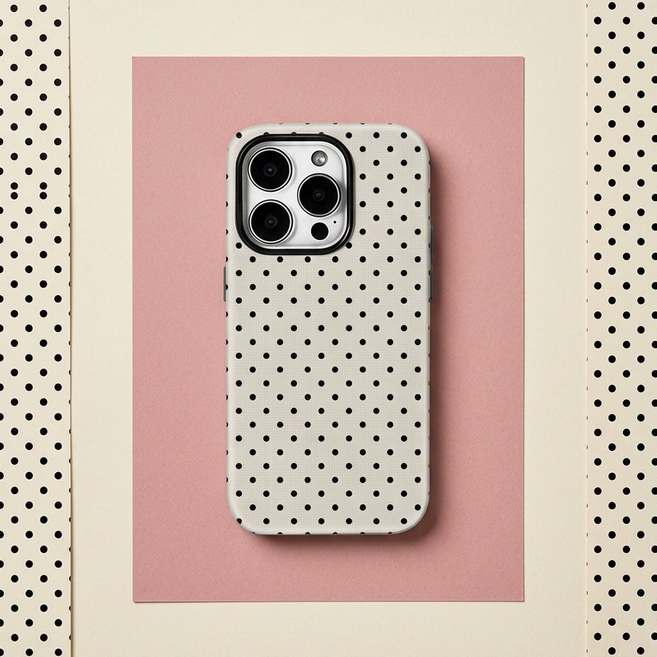 Classic Black Polka Dots Cream iPhone Case