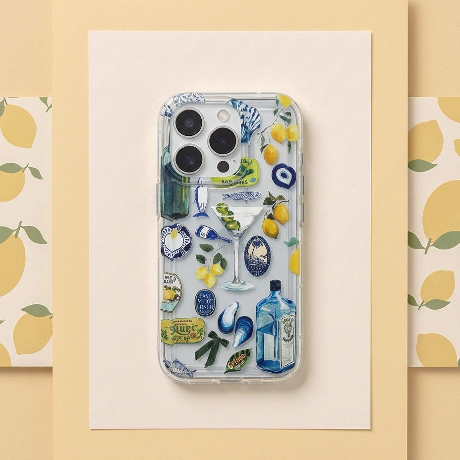 Transparent Seaside Wine Lemon iPhone Case