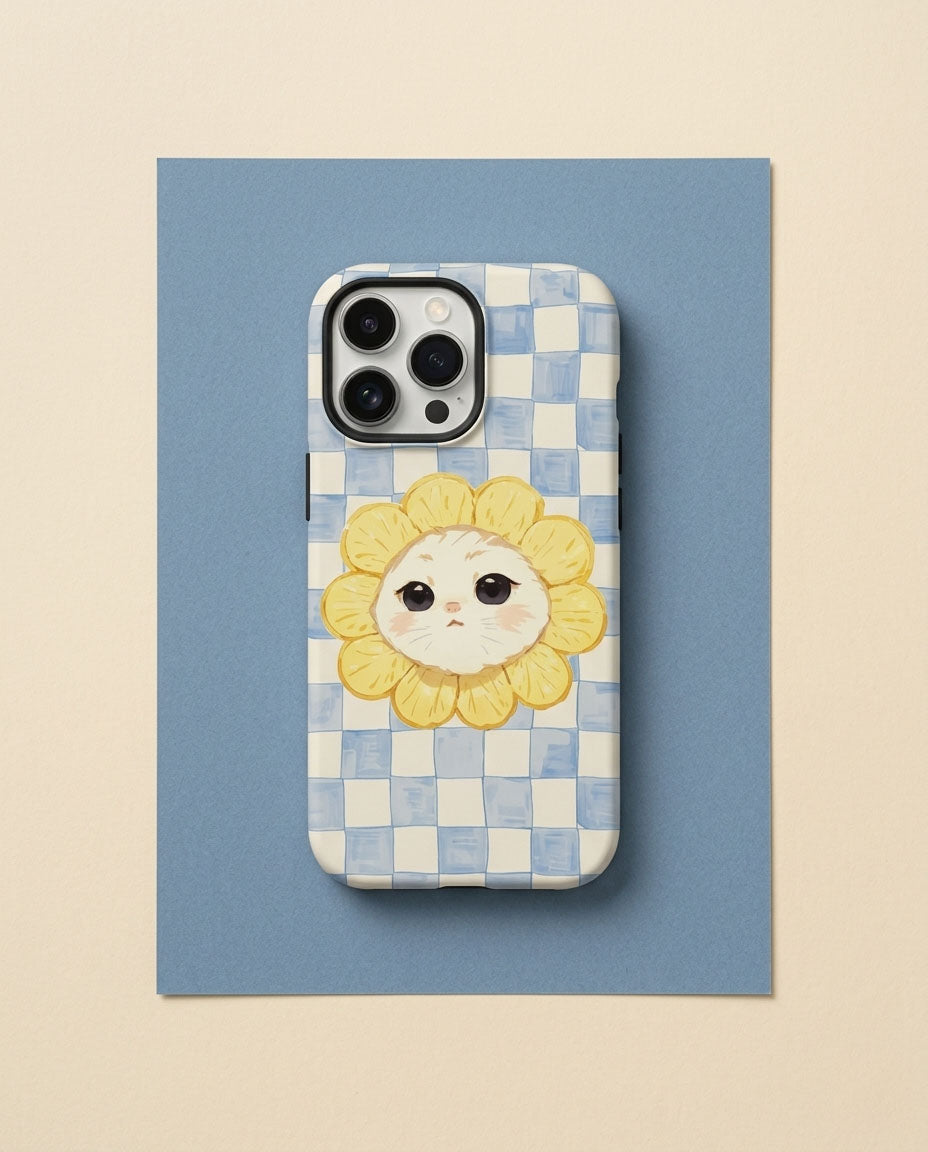 Flower Cat Face iPhone Case — Double-Layer Tough Magnetic Cover