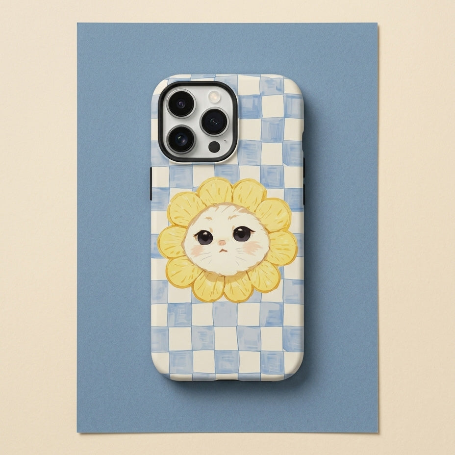 Flower Cat Face iPhone Case — Double-Layer Tough Magnetic Cover
