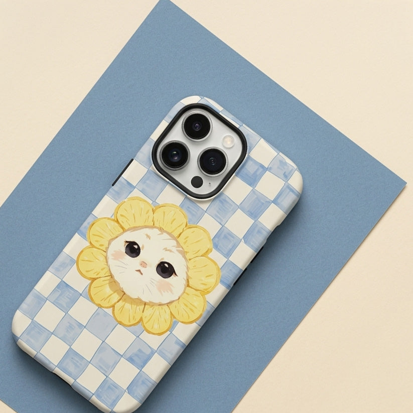 Flower Cat Face iPhone Case — Double-Layer Tough Magnetic Cover