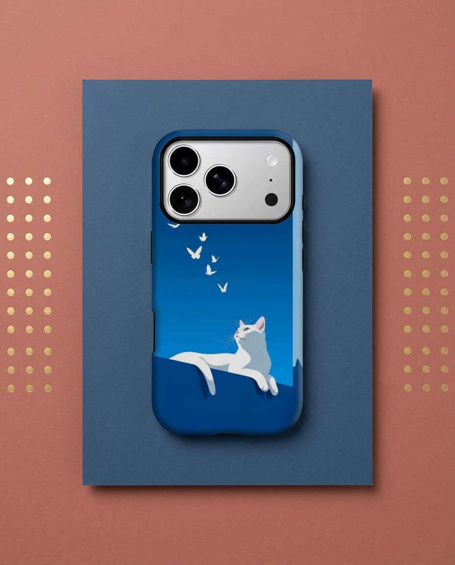 White Cat iPhone Case — MagSafe