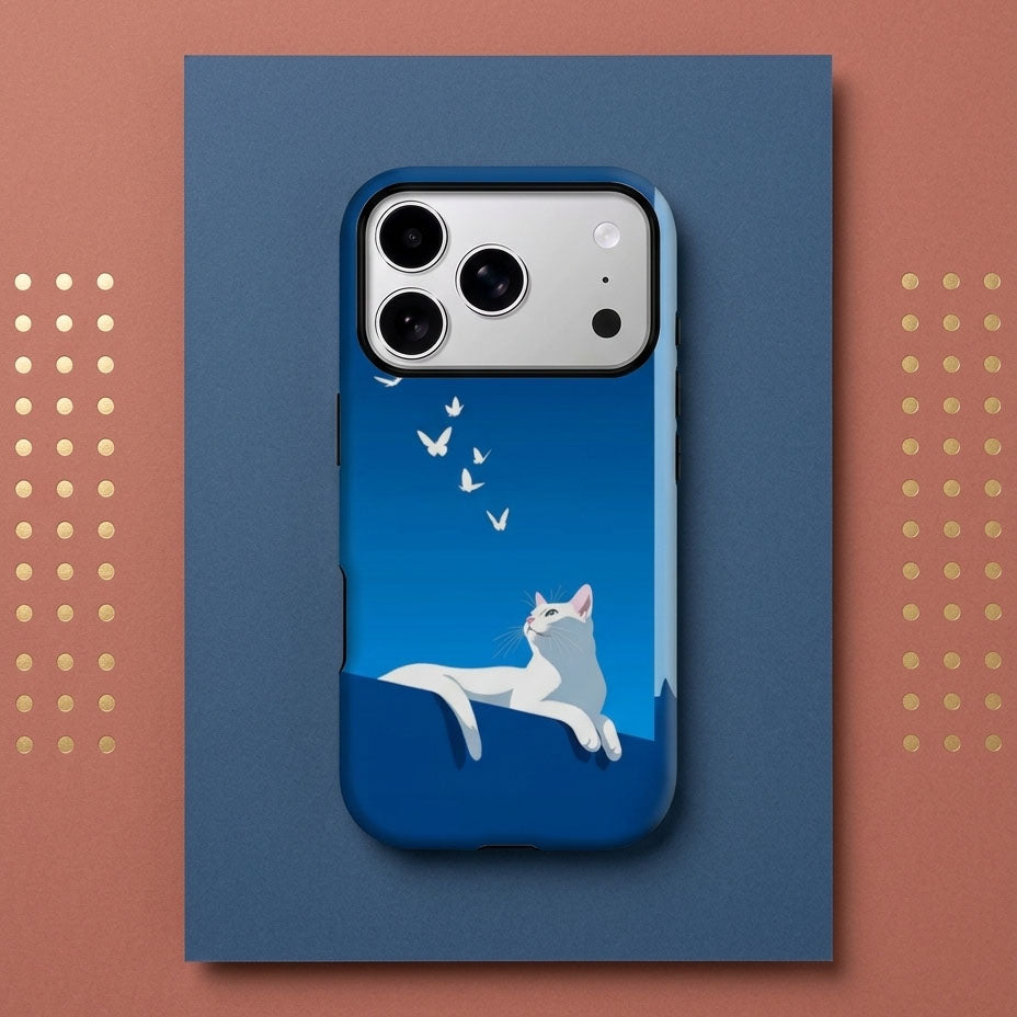 White Cat iPhone Case — MagSafe