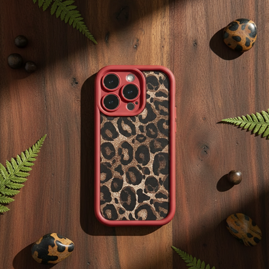 Valentines Leopard Phone Case Burgundy Wine Red Luxury Animal Print