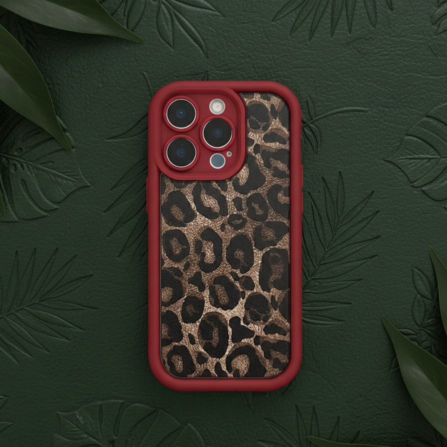 Valentines Leopard Phone Case Burgundy Wine Red Luxury Animal Print