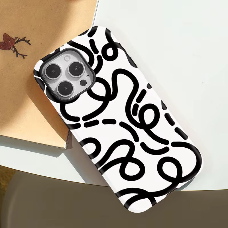 Art Lines iPhone Case — Luxury Double-Layer Back Cover