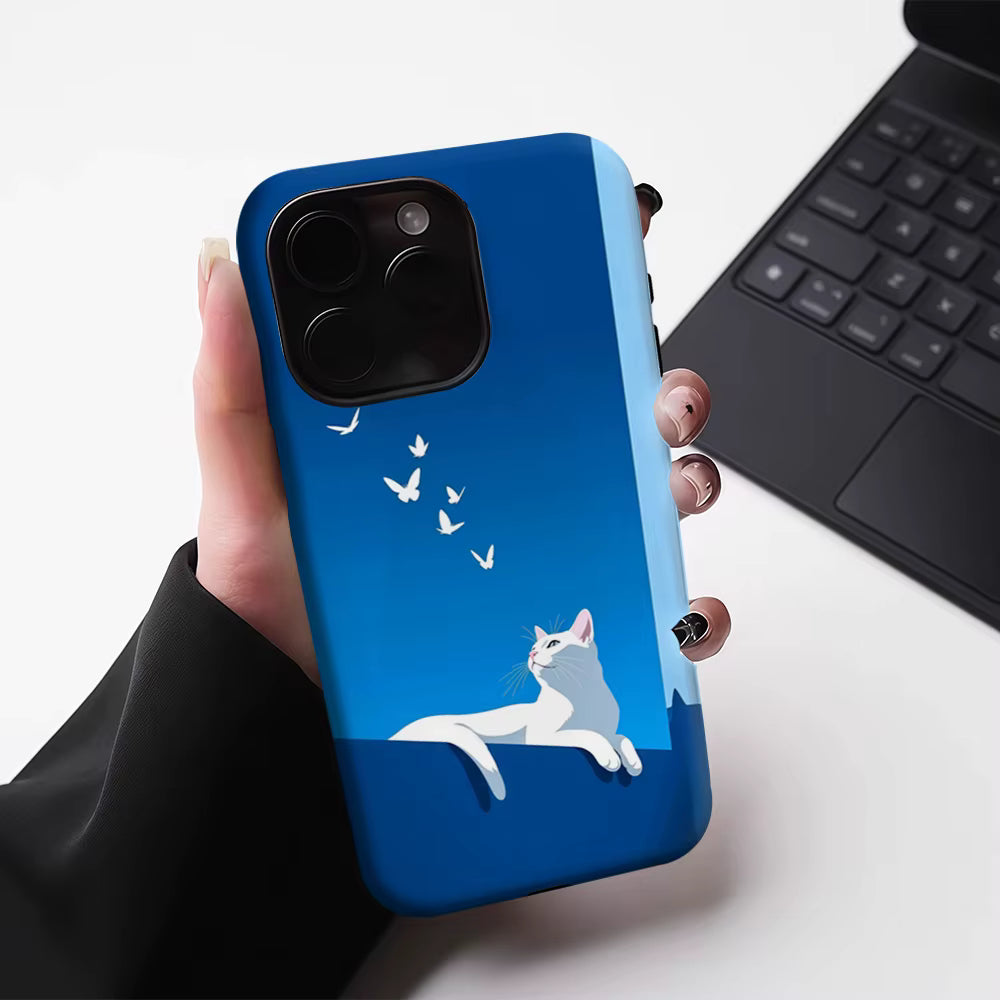 White Cat iPhone Case — MagSafe