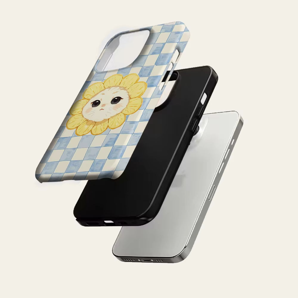 Flower Cat Face iPhone Case — Double-Layer Tough Magnetic Cover