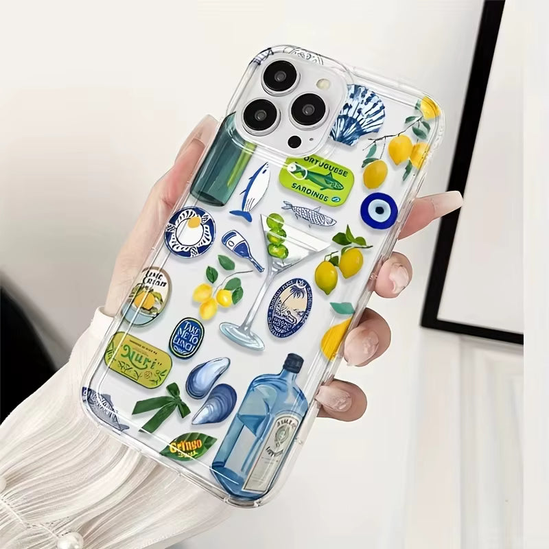 Transparent Seaside Wine Lemon iPhone Case