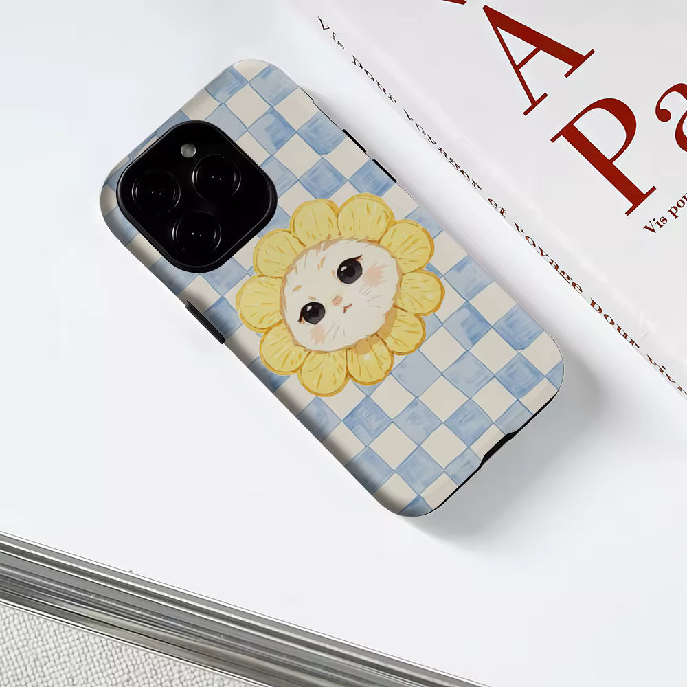 Flower Cat Face iPhone Case — Double-Layer Tough Magnetic Cover