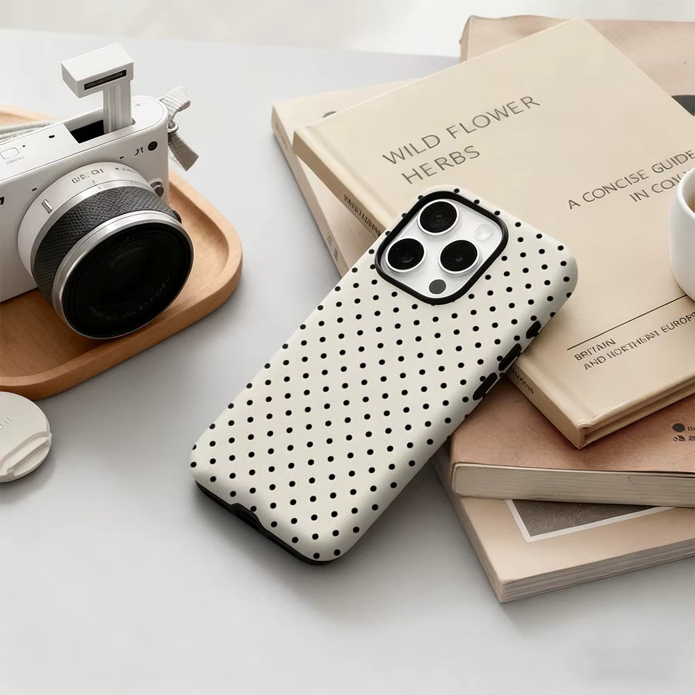 Classic Black Polka Dots Cream iPhone Case