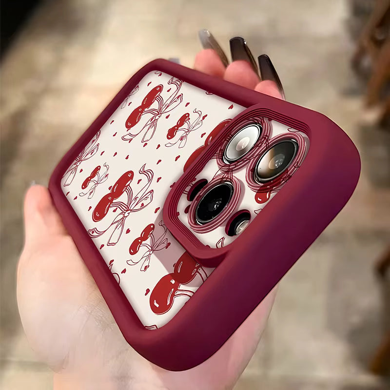 Cherry Bow iPhone Case | Vintage Retro Matte Phone Cover