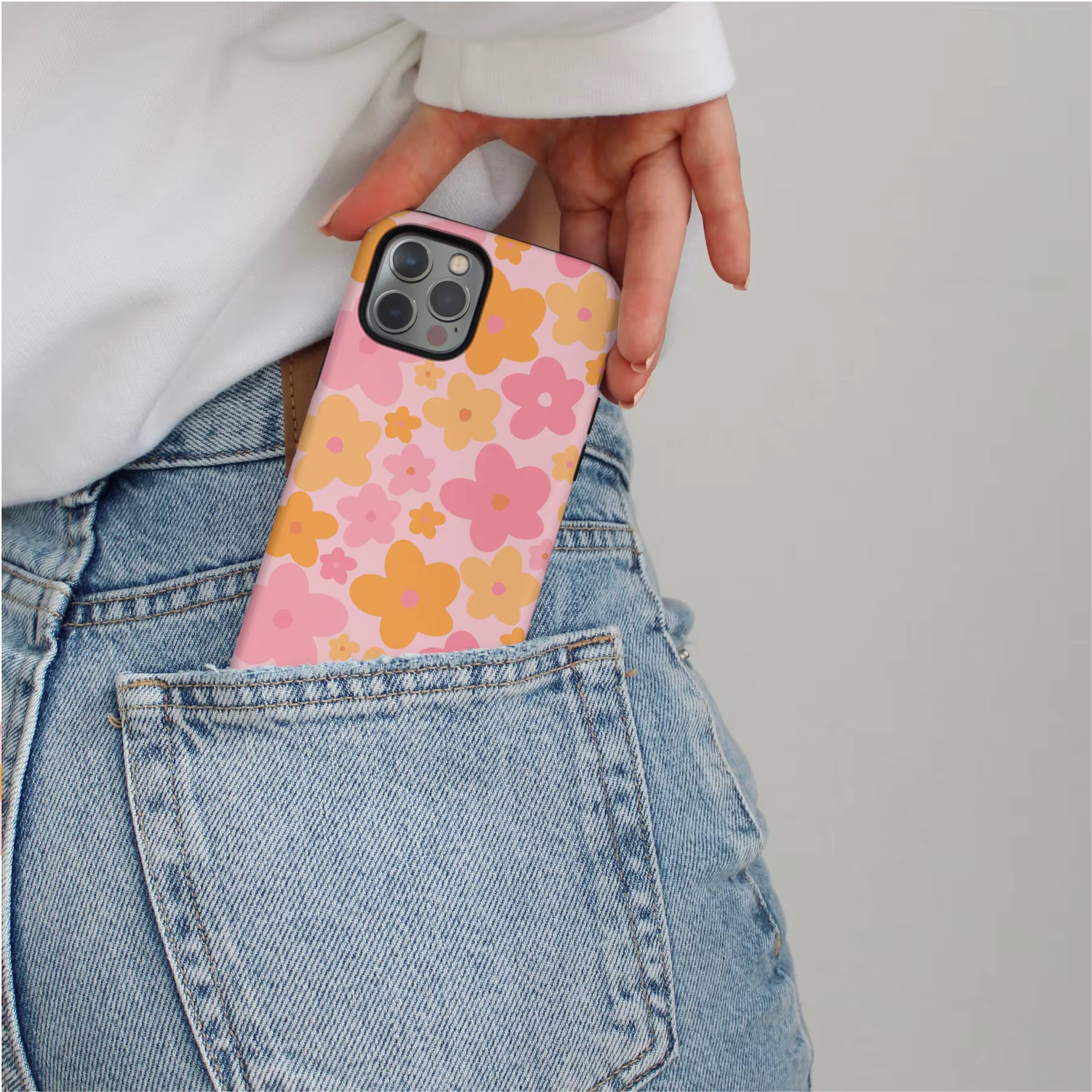 Pink & Orange Bloom iPhone Case -Tough MagSafe