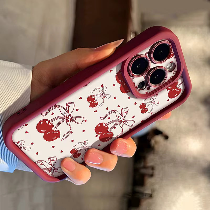 Cherry Bow iPhone Case | Vintage Retro Matte Phone Cover