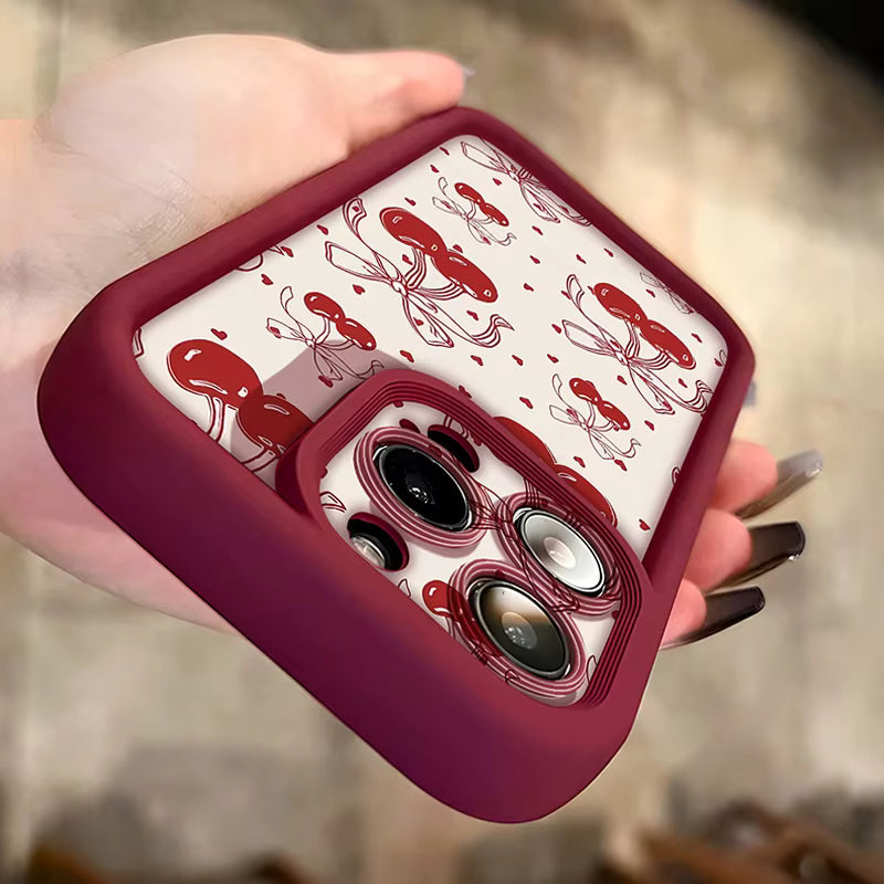 Cherry Bow iPhone Case | Vintage Retro Matte Phone Cover