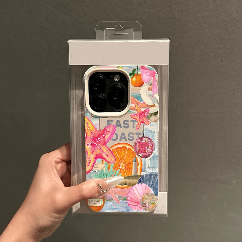 Retro coastal sticker case lifestyle photo