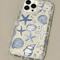 Starfish Blue ocean phone case — blue monochrome starfish shells sea turtle coastal aesthetic