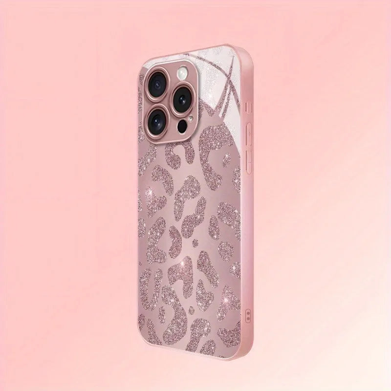 Glass leopard case raised camera bezel detail