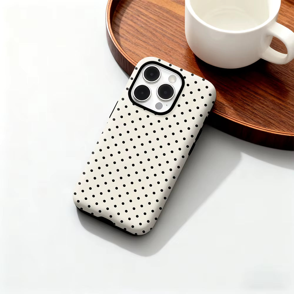 Classic Black Polka Dots Cream iPhone Case