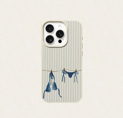 Blue Striped Bikini Pattern Phone Case