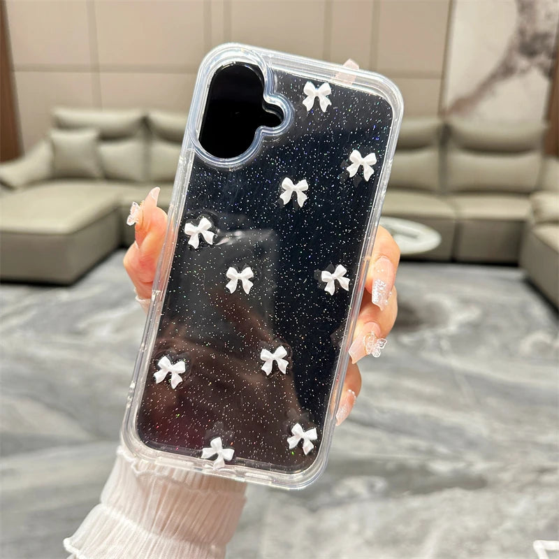3D bow glitter case lifestyle kawaii aesthetic