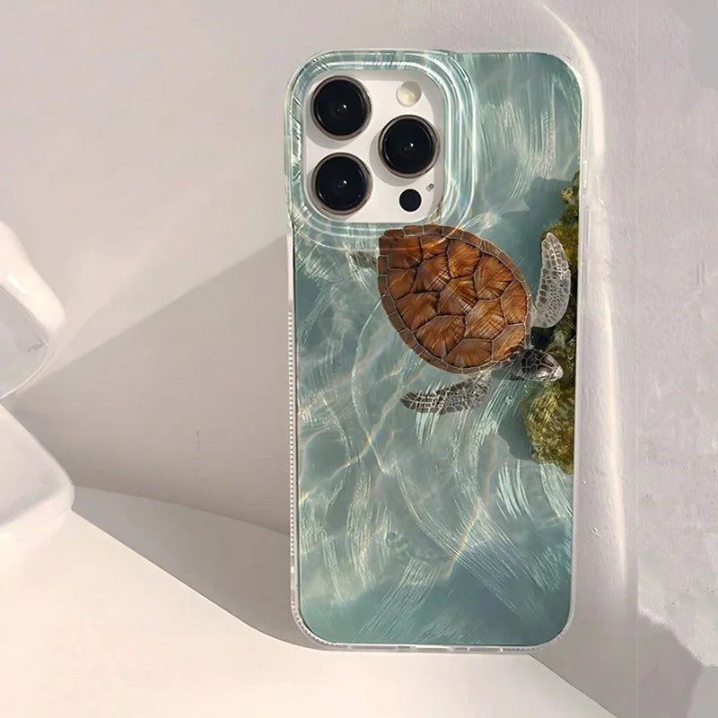 Sea turtle phone case detail view