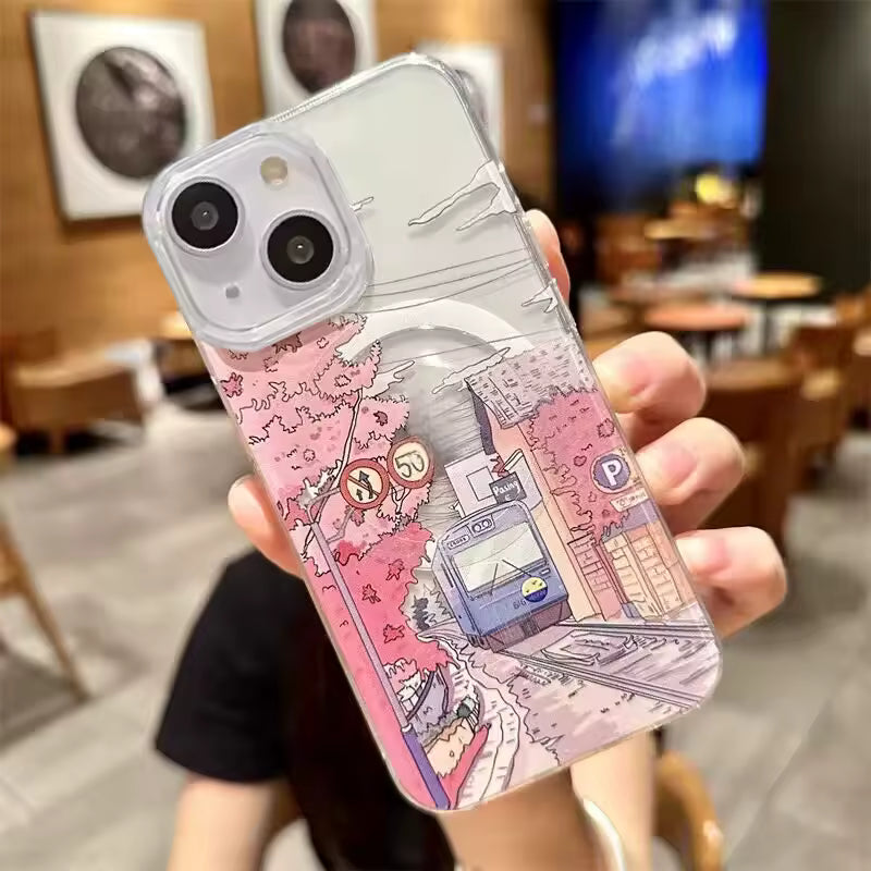 Sakura Train Aesthetic iPhone Case