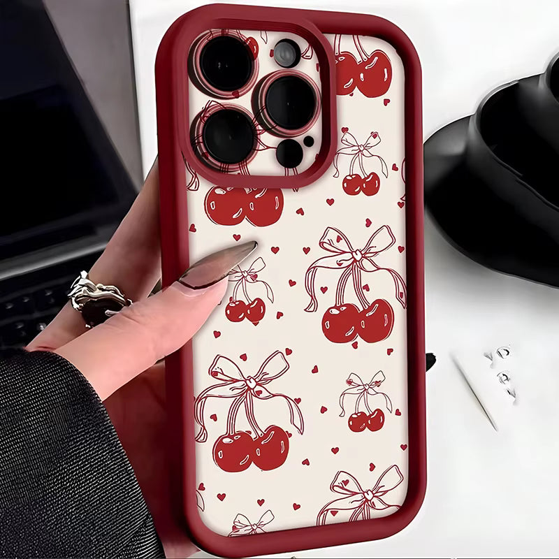 Cherry Bow iPhone Case | Vintage Retro Matte Phone Cover