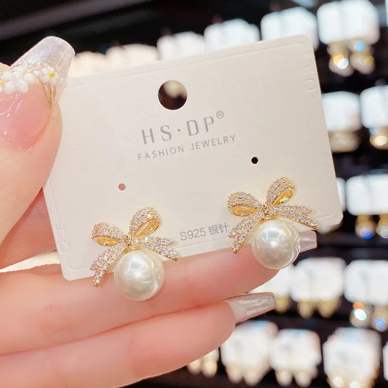 Pearl bow coquette earrings lifestyle