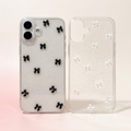 3D bow glitter clear iPhone case black and white bows studio product photo