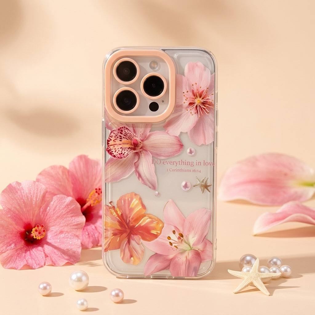 Pink Lily Floral Case for iPhone  Kawaii