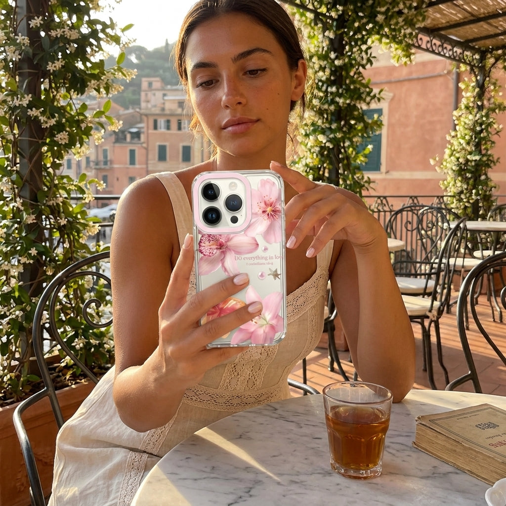 Pink Lily Floral Case for iPhone  Kawaii