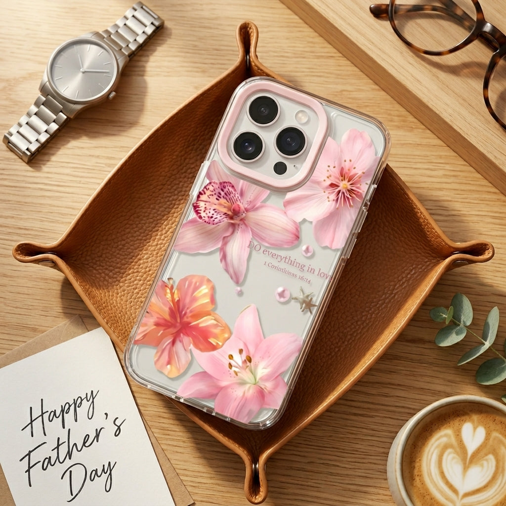 Pink Lily Floral Case for iPhone  Kawaii