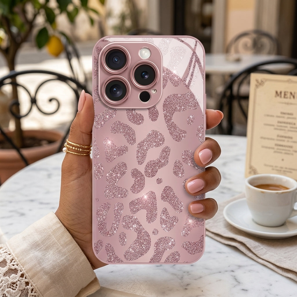 Pink Leopard Glass Case for iPhone