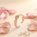 Knotted Criss-Cross Rhinestone Open Ring - Adjustable Copper Rose Gold Statement Ring