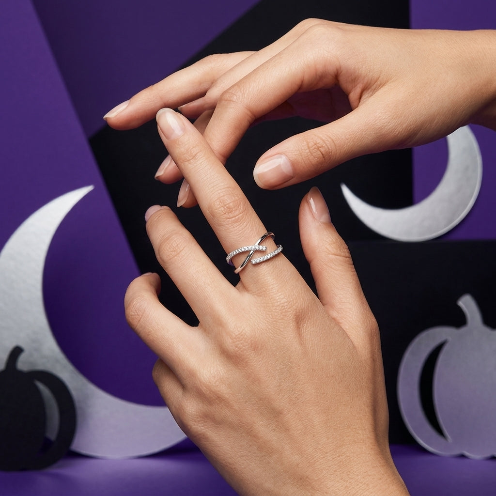 Adjustable Cross Zirconia Open Ring