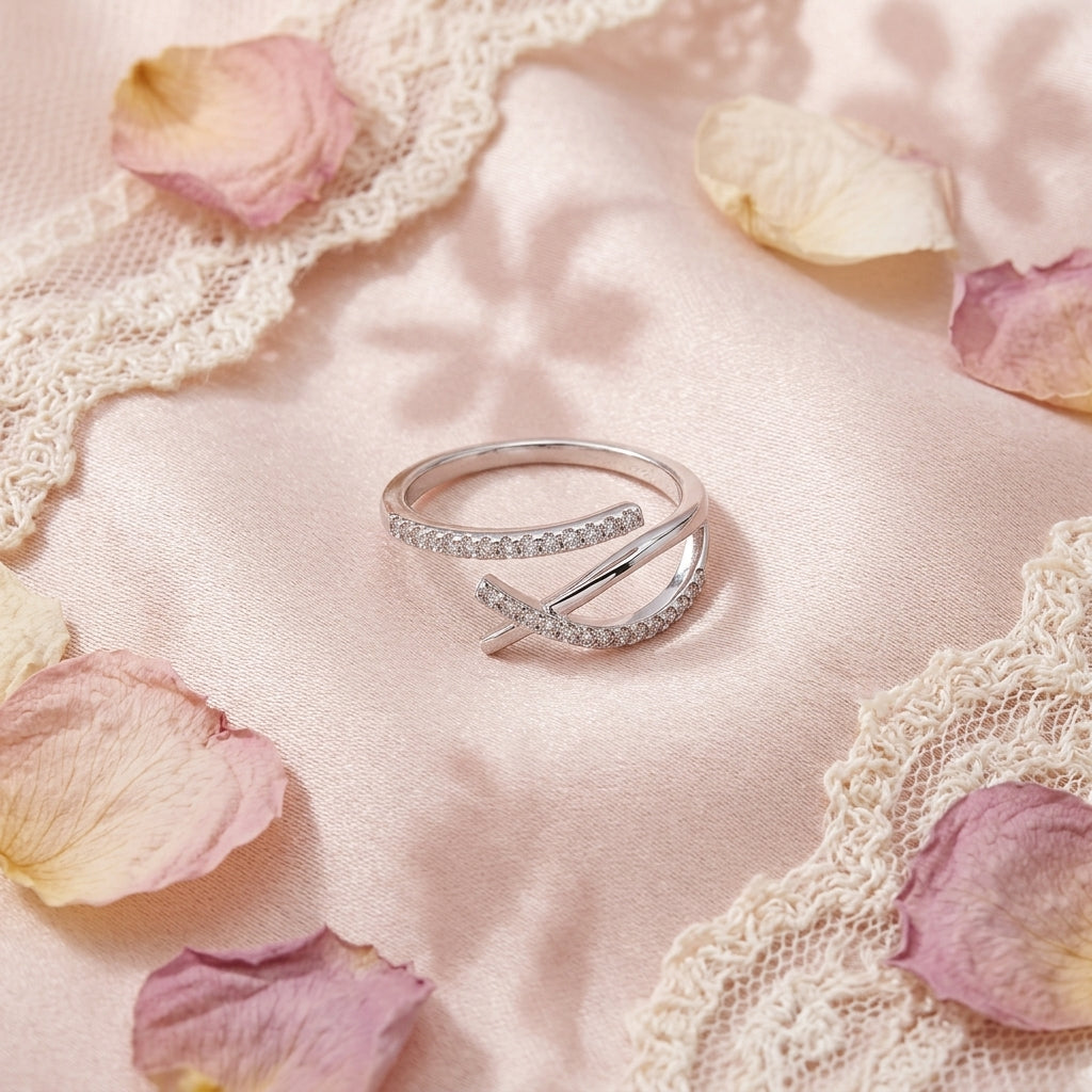 Adjustable Cross Zirconia Open Ring